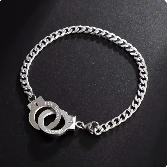 *NEW* Stainless Steel Handcuff  Bracelet - SILVER - Picture 2 of 5